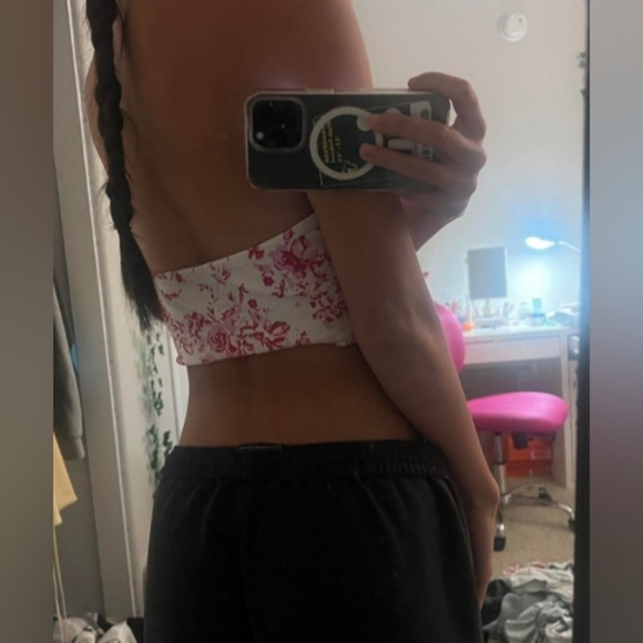 SHEIN Pink floral corset tube top sz Small - Picture 9 of 9